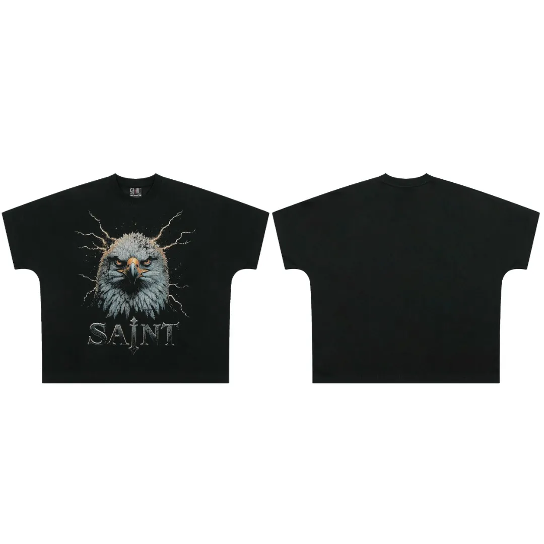 SAINT vintage US trendy special version one-piece short-sleeved T-shirt Wholesale price: 118 Size: M L XL Style number: 2151 Color: black